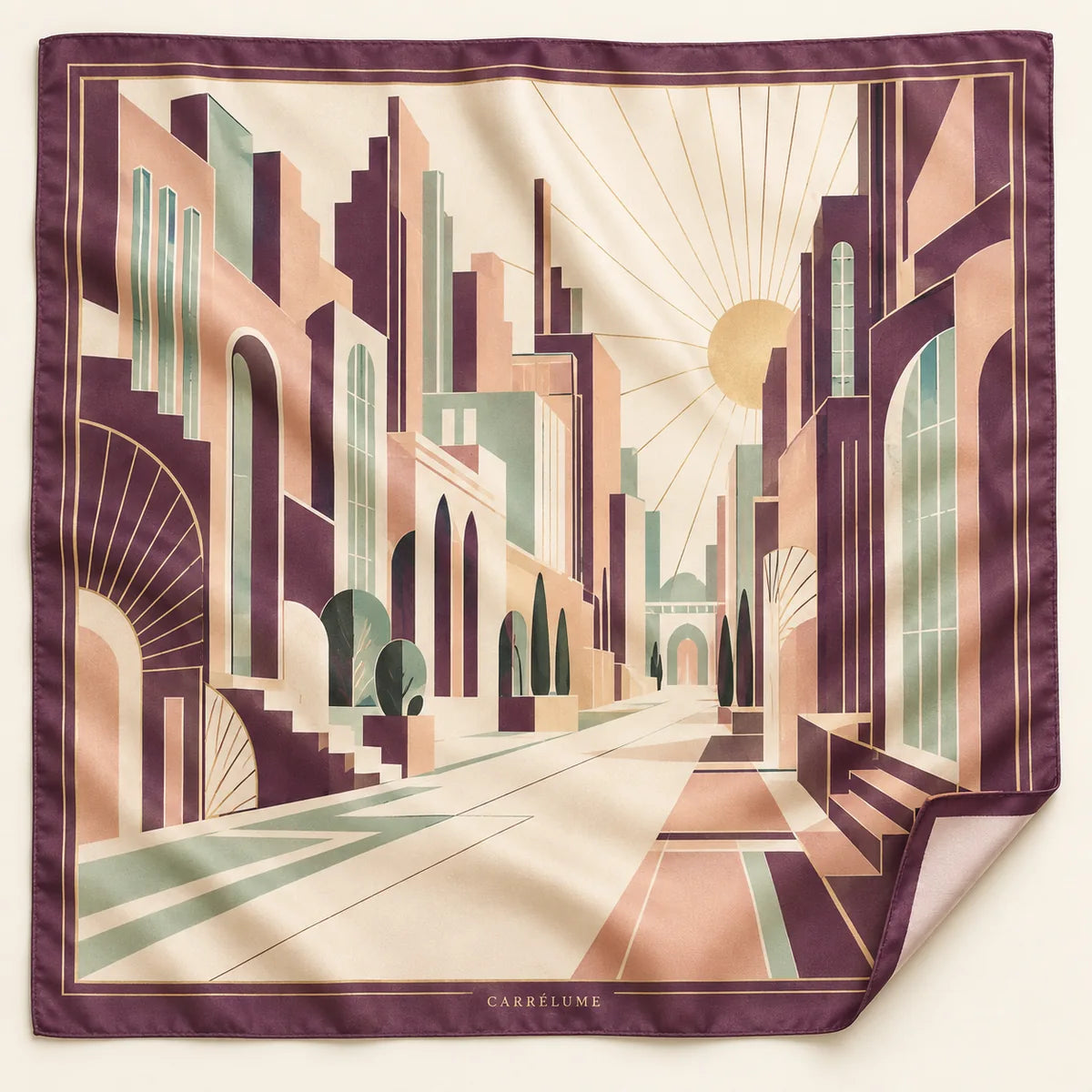 City Reverie 90 cm square silk scarf, full design