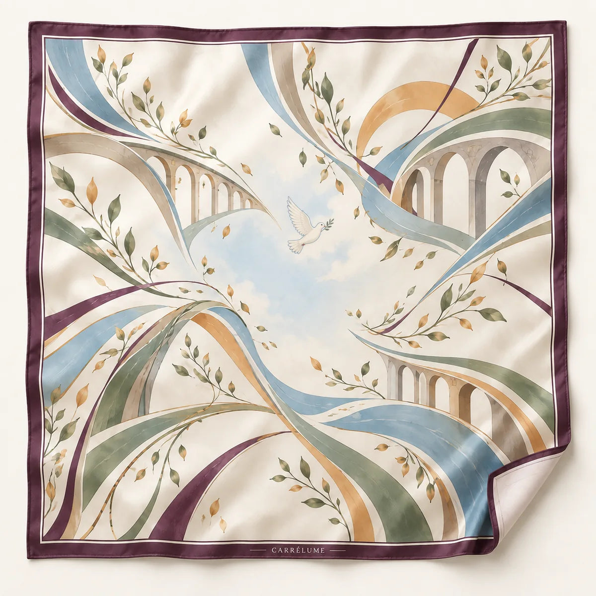 Common Sky 90 cm square silk scarf, full design