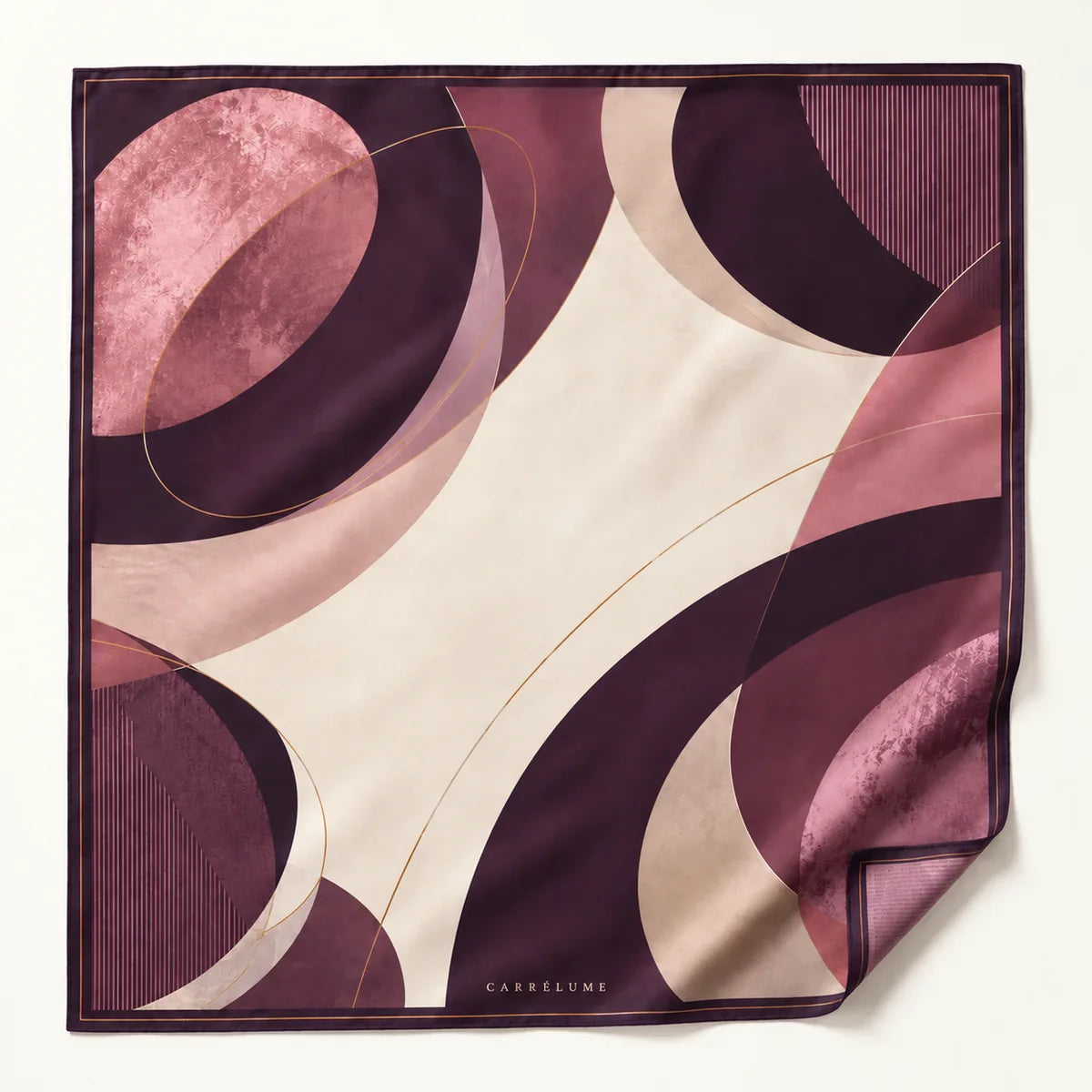 Evening Orbit 90 cm silk scarf — full print with CARRÉLUME signature